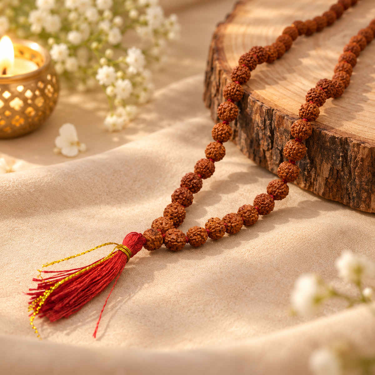 5 Mukhi Rudraksha Mala (5mm Beads)