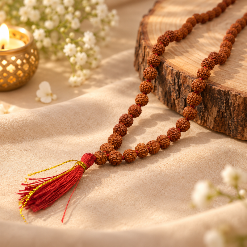 5 Mukhi Rudraksha Mala (5mm Beads)
